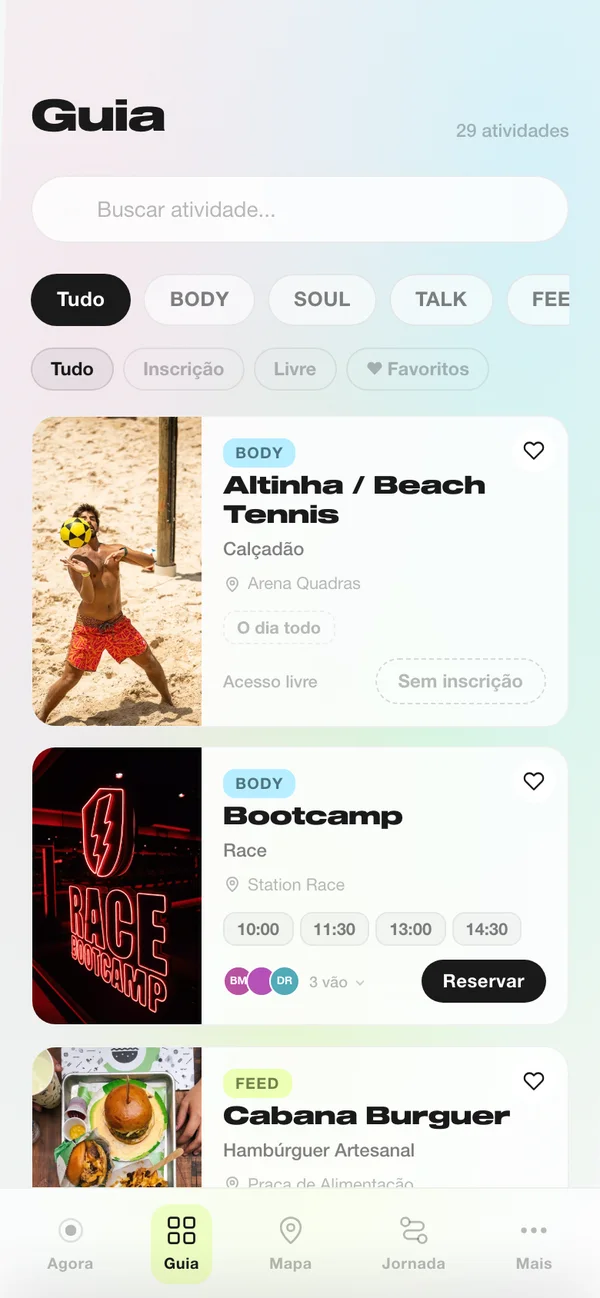 Guide screen in the NOW Festival app
