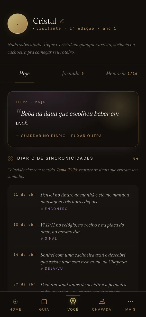 Tela Você do app do Sounds of Quartzo
